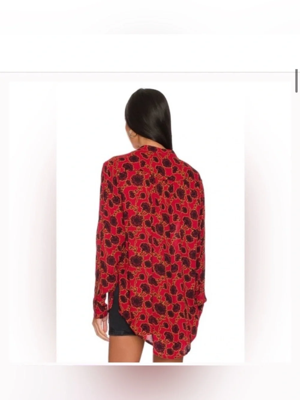 Free People Mia Tunic Top Blouse Floral Red Black Boho Romantic Whimsigoth S